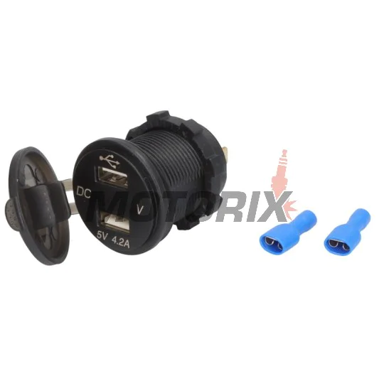 USB adaptér -4 RIDE- 12V, 2xUSB (1A + 2.1A), 2 pinů - univerzální