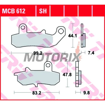 Brzdové destičky -TRW- MCB612SH, Suzuki DR/RGV - DR650/650R/650RS/650RSE/650RE/650SE, DR750/800 Big, RGV250 - 250-800cc, 1989-2017