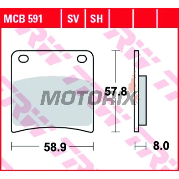 Brzdové destičky -TRW- MCB591, Kawasaki Z1300/ZG1300 DFI, Z500B, Suzuki GSX600F/750F/1100F Katana, GSX1100G, VX800 (1979-1997)