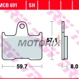 Brzdové destičky -TRW- MCB691, Honda CB400 Super Four (1999-2004), Kawasaki GTR1400 (2007-2017), ZX-14R Ninja 1400 (2006-2020), ZX-7RR Ninja 750 (1996-1999), ZZR1400 (2006-2019), MZ 1000S (2004-2005), Suzuki GSF650 Bandit/ABS (2005-2007)