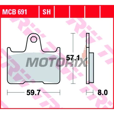 Brzdové destičky -TRW- MCB691, Honda CB400 Super Four (1999-2004), Kawasaki GTR1400 (2007-2017), ZX-14R Ninja 1400 (2006-2020), ZX-7RR Ninja 750 (1996-1999), ZZR1400 (2006-2019), MZ 1000S (2004-2005), Suzuki GSF650 Bandit/ABS (2005-2007)