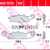 Brzdové destičky -TRW- MCB757SI, Kawasaki Brute Force 650, KFX 450R/700 V-Force, KVF/Prairie 650-700; Suzuki LT-V 700 Twin Peaks, Polaris Ranger RZR 800